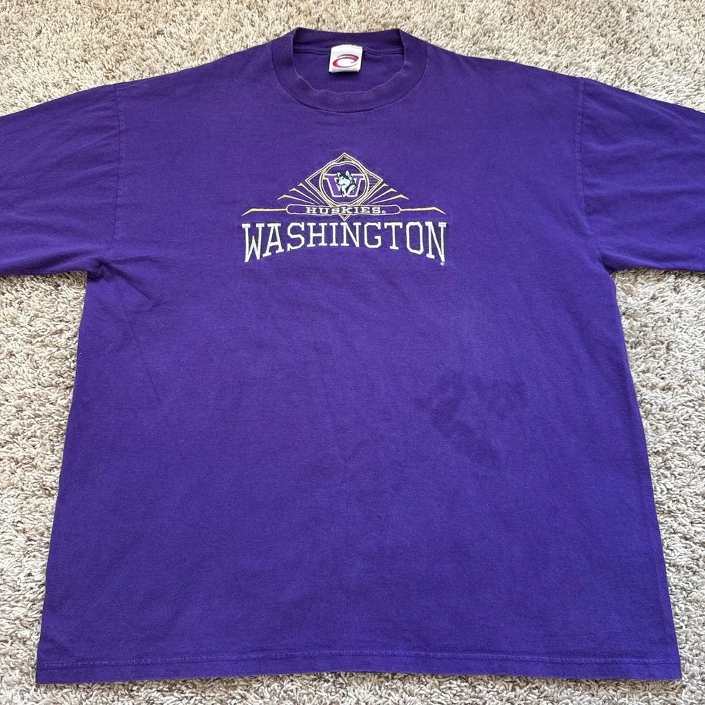 Vintage Cadre Athletic Washington Huskies Embroidered T-Shirt Purple Mens XL